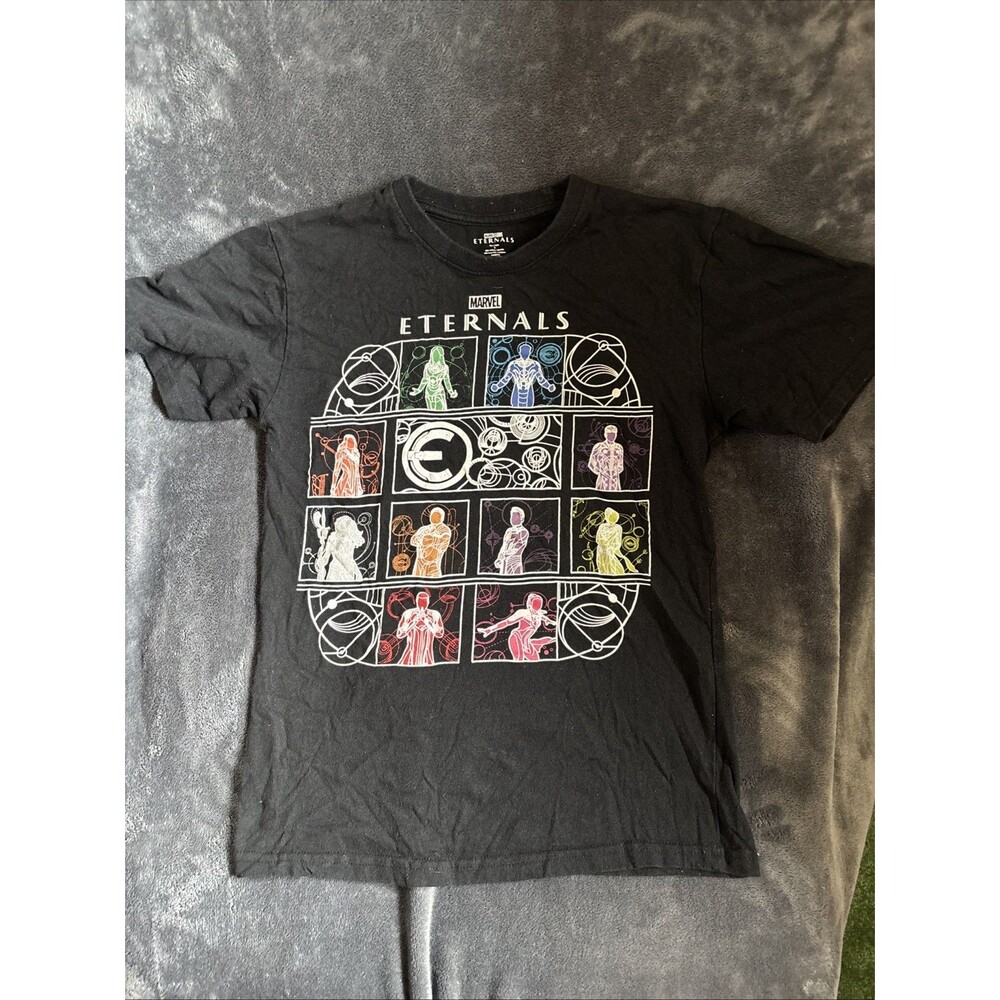 #90 Marvel Studios Eternals Graphic T-Shirt Kids Small Black MCU Tee